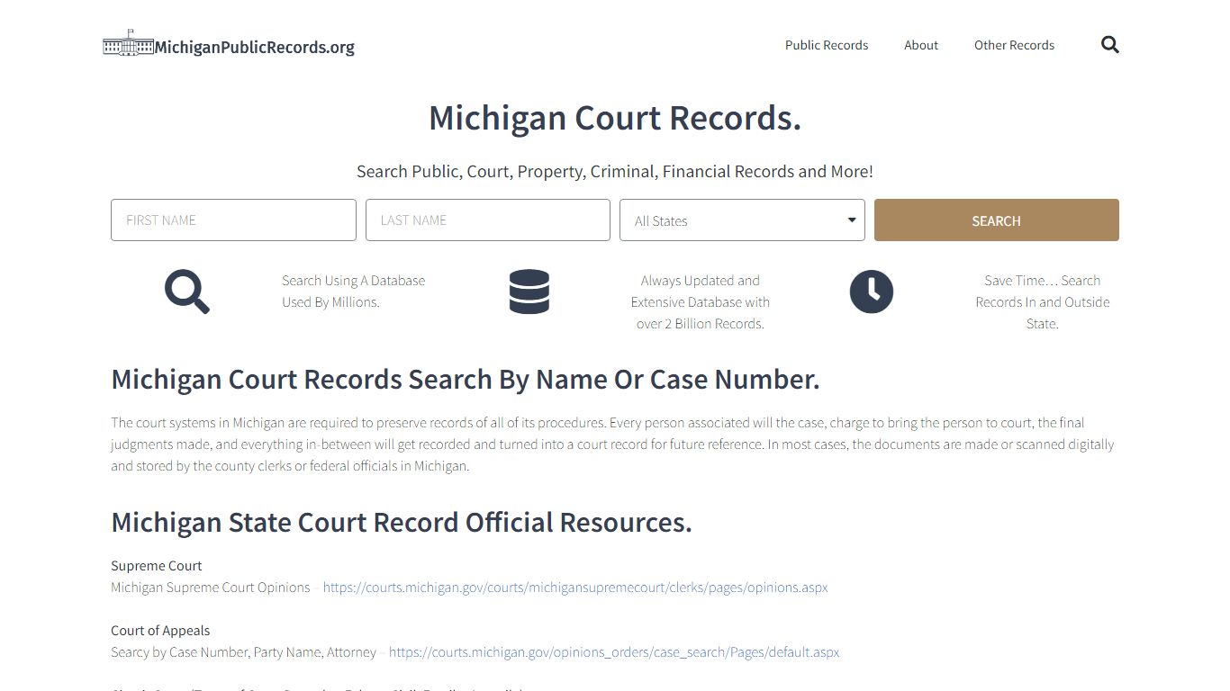 Michigan Court Records: MichiganPublicRecords.org